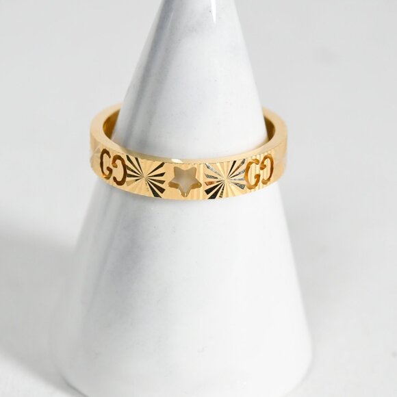 Gucci Icon Star ring 18k Yellow Gold 4mm Band Size 18 Brand New No Box - Picture 6 of 12